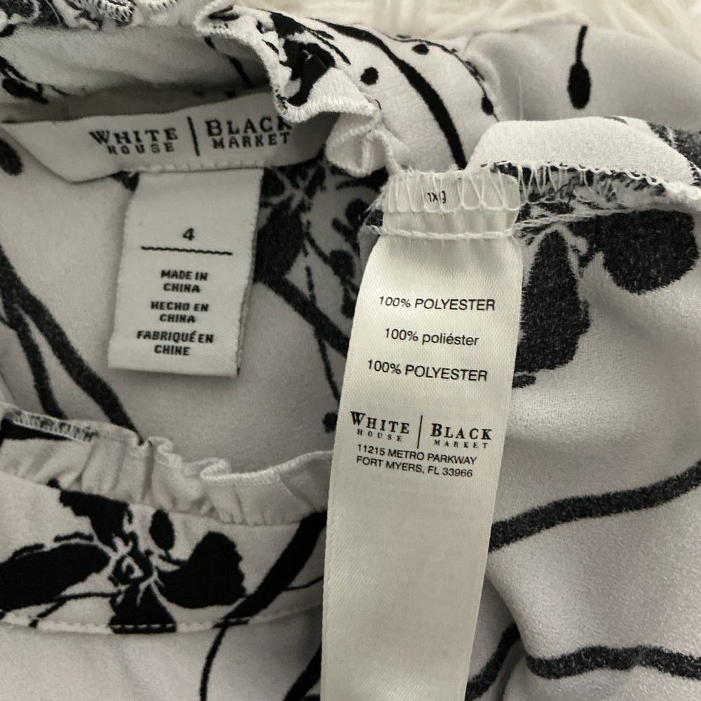 White House Black Market Floral Halter Blouse High Neck Flowy Ruffle Hem Size 4 - Picture 3 of 16